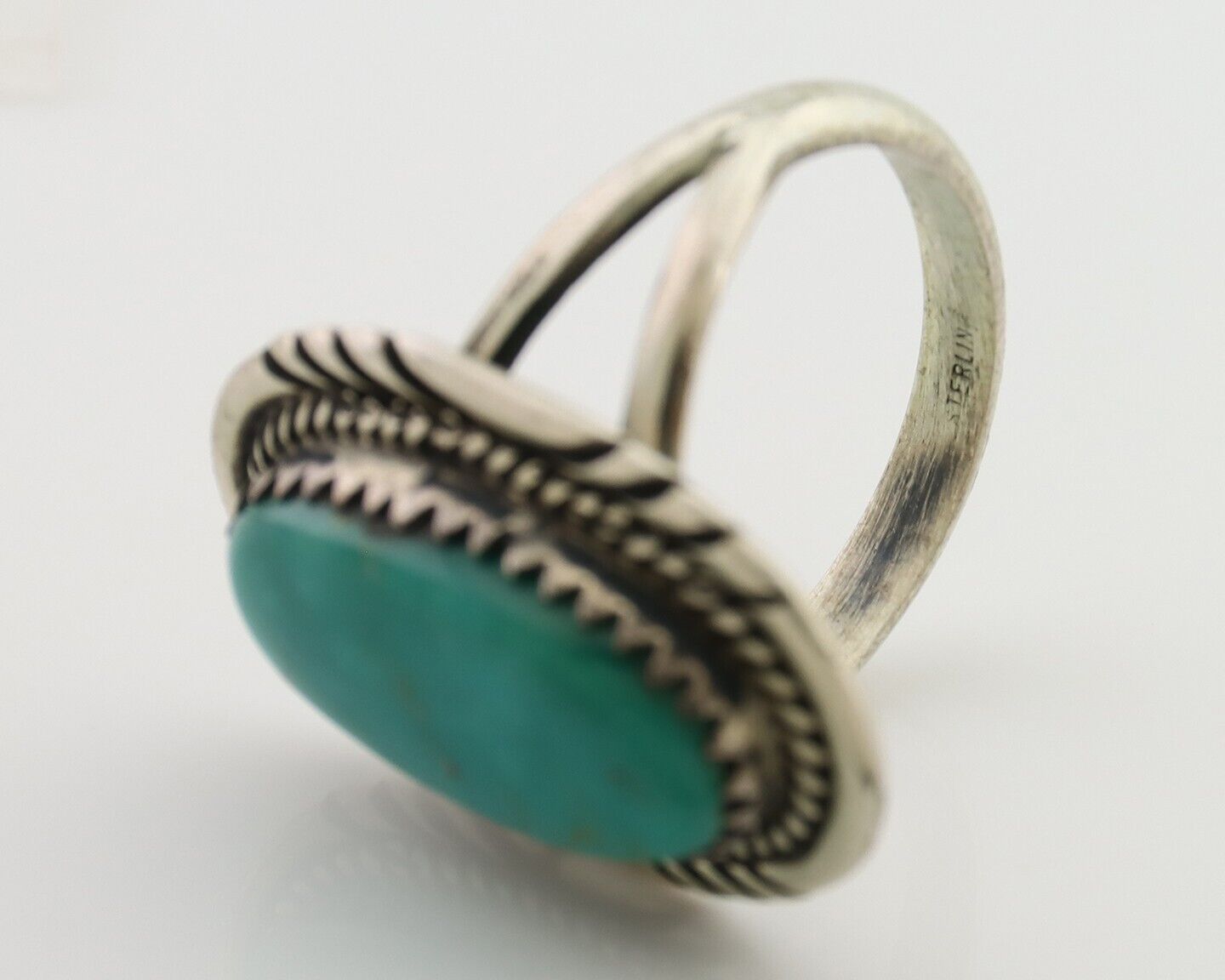 Navajo Ring 925 Silver Natural Turquoise Native American Artist C.80's