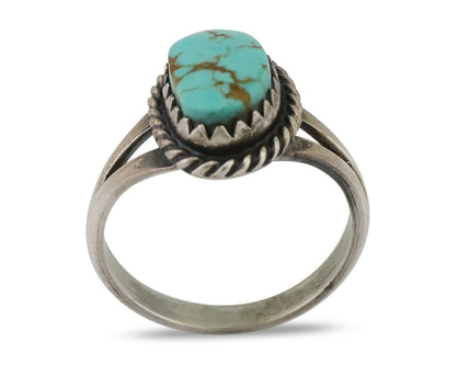 Navajo Ring 925 Silver Kingman Turquoise Native American Artist C.80's