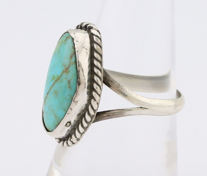 Navajo Ring 925 Silver Kingman Turquoise Artist Signed Rabbit Sticks C.80's