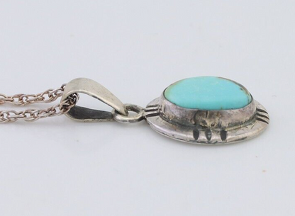 Navajo Necklace 925 Silver Natural Kingman Turquoise Native American C.80's