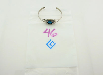Navajo Cuff Bracelet 925 Sterling Silver Vintage Turquoise Signed LP HandStamped