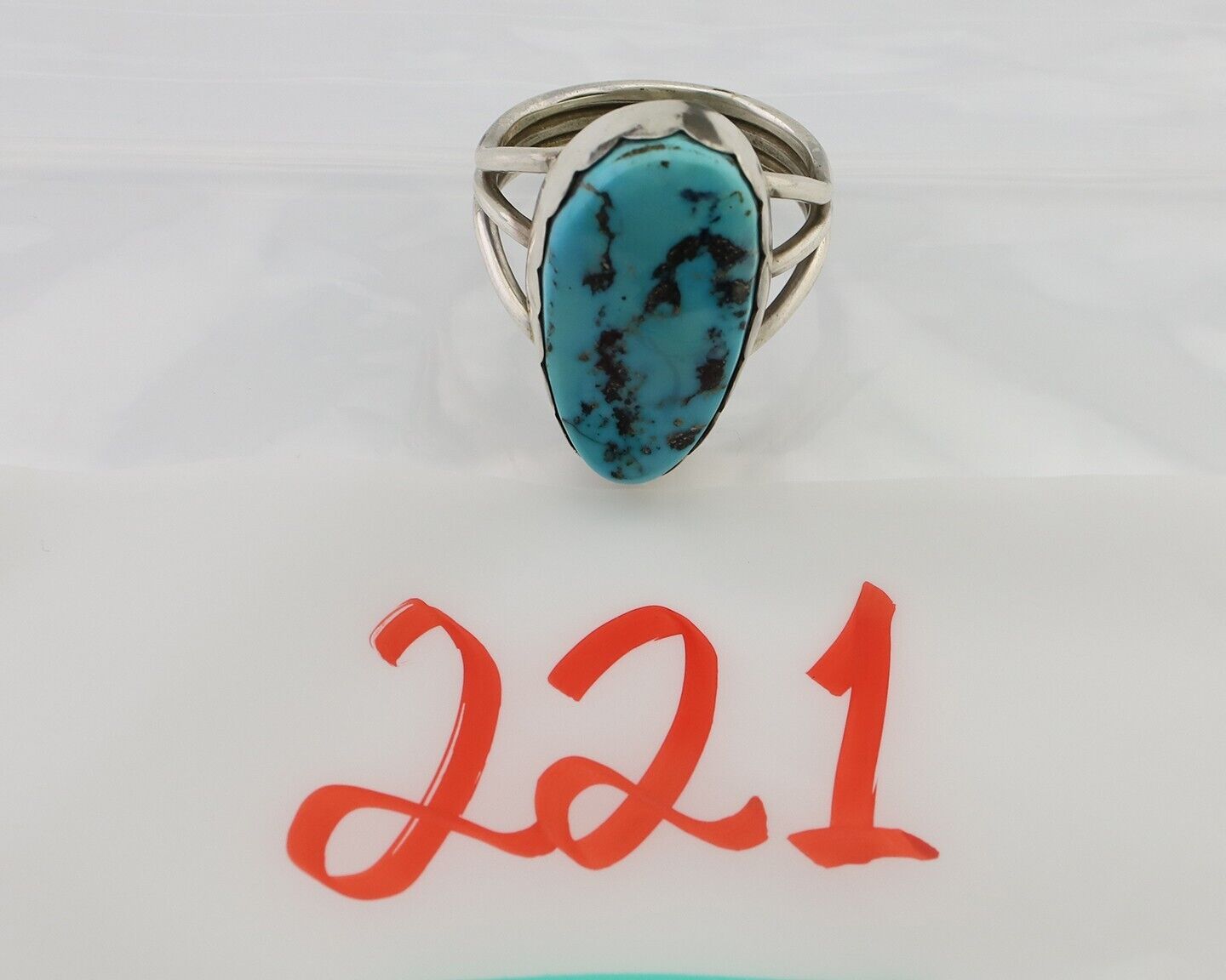Navajo Ring 925 Silver Natural Blue Turquoise Signed Tony Guerro C.80's
