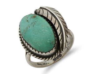 Navajo Handmade Ring 925 Silver Natural Turquoise Artist Signed IJC C.80's