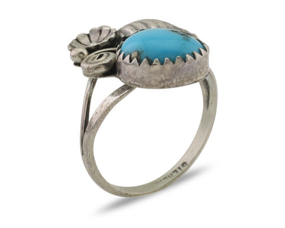 Navajo Ring 925 Silver Natural Blue Turquoise Native American Artist C.80's