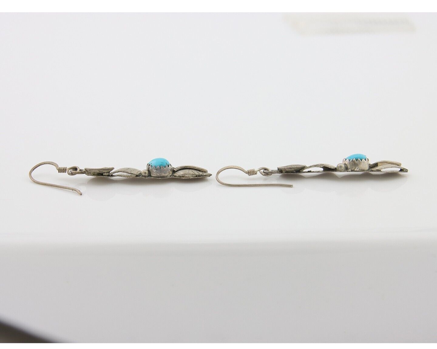 Navajo Dangle Earrings 925 Silver Natural Turquoise Native Artist C.80's