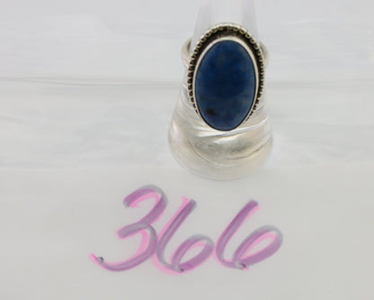 Navajo Handmade Ring 925 Silver Blue Denim Lapis Artist Signed M C.80's