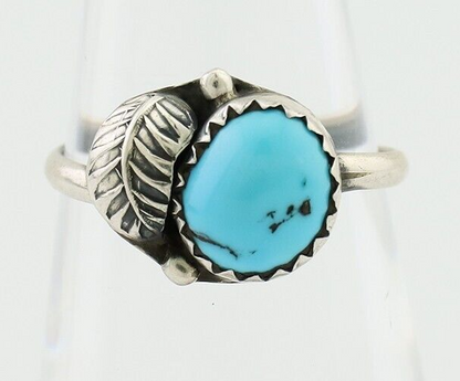 Navajo Ring 925 Silver Sleeping Beauty Turquoise Native American Artist C.80's