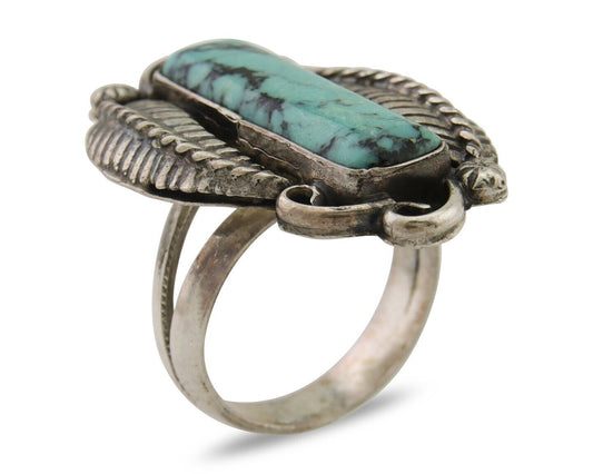 Navajo Handmade Ring 925 Silver Natural Turquoise Native Artist C.80's