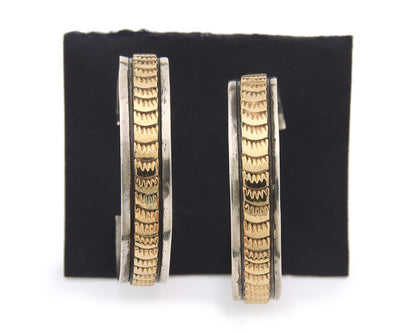Navajo Earrings Sterling Silver & Gold Vintage Handmade