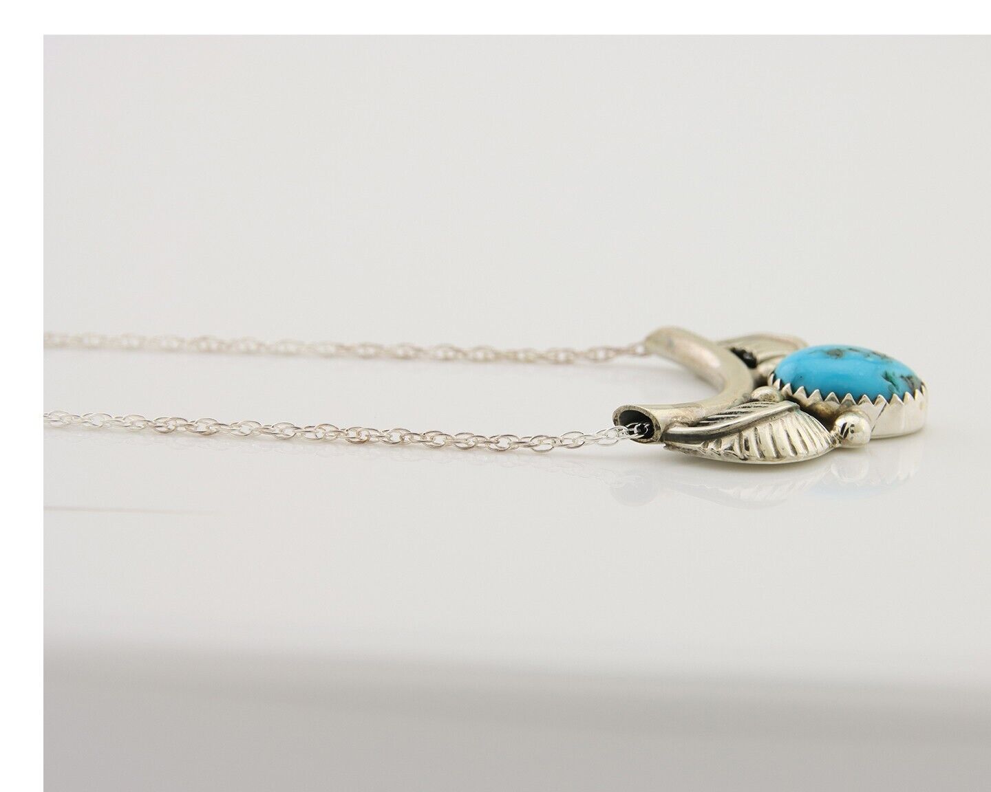 Navajo Turquoise Necklace 925 Silver Signed Eugene Belone C.80's