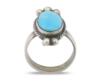 Navajo Ring 925 Silver Natural Blue Turquoise Native American Artist C.80's