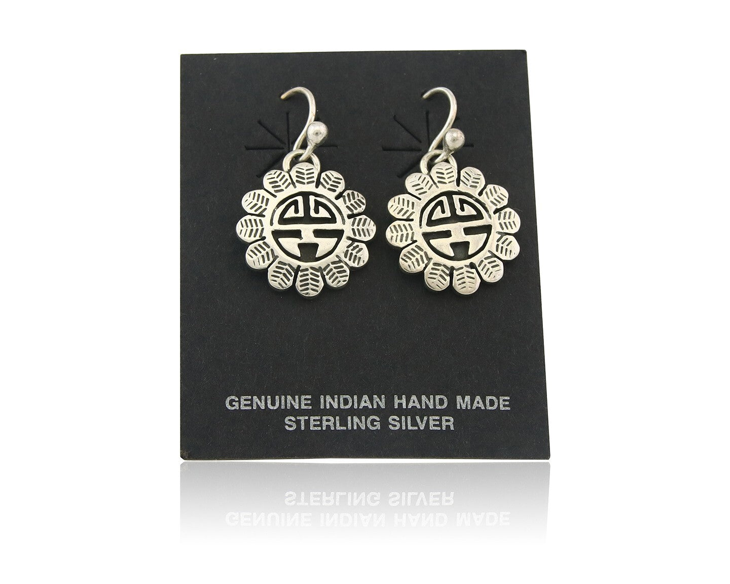Navajo Tiwa Sun Earrings Sterling Silver Dangle Vintage Authentic