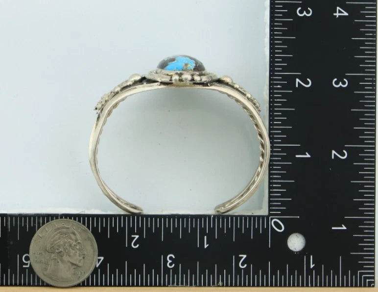 Navajo Cuff Bracelet Sterling Silver Turquoise Handmade Vintage