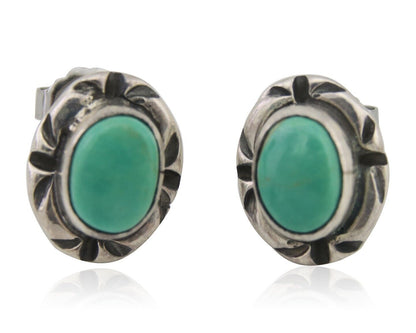 Navajo Earrings 925 Silver Turquoise Native American Artist C.80's