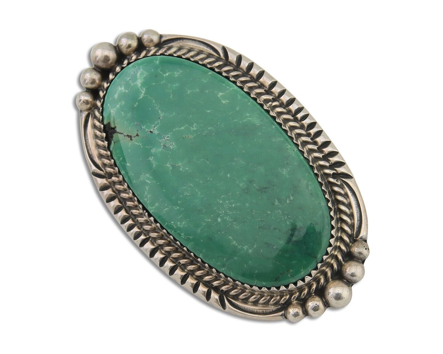 Navajo Pin Pendant 925 Silver Natural Blue Turquoise Artist Signed B C.80's