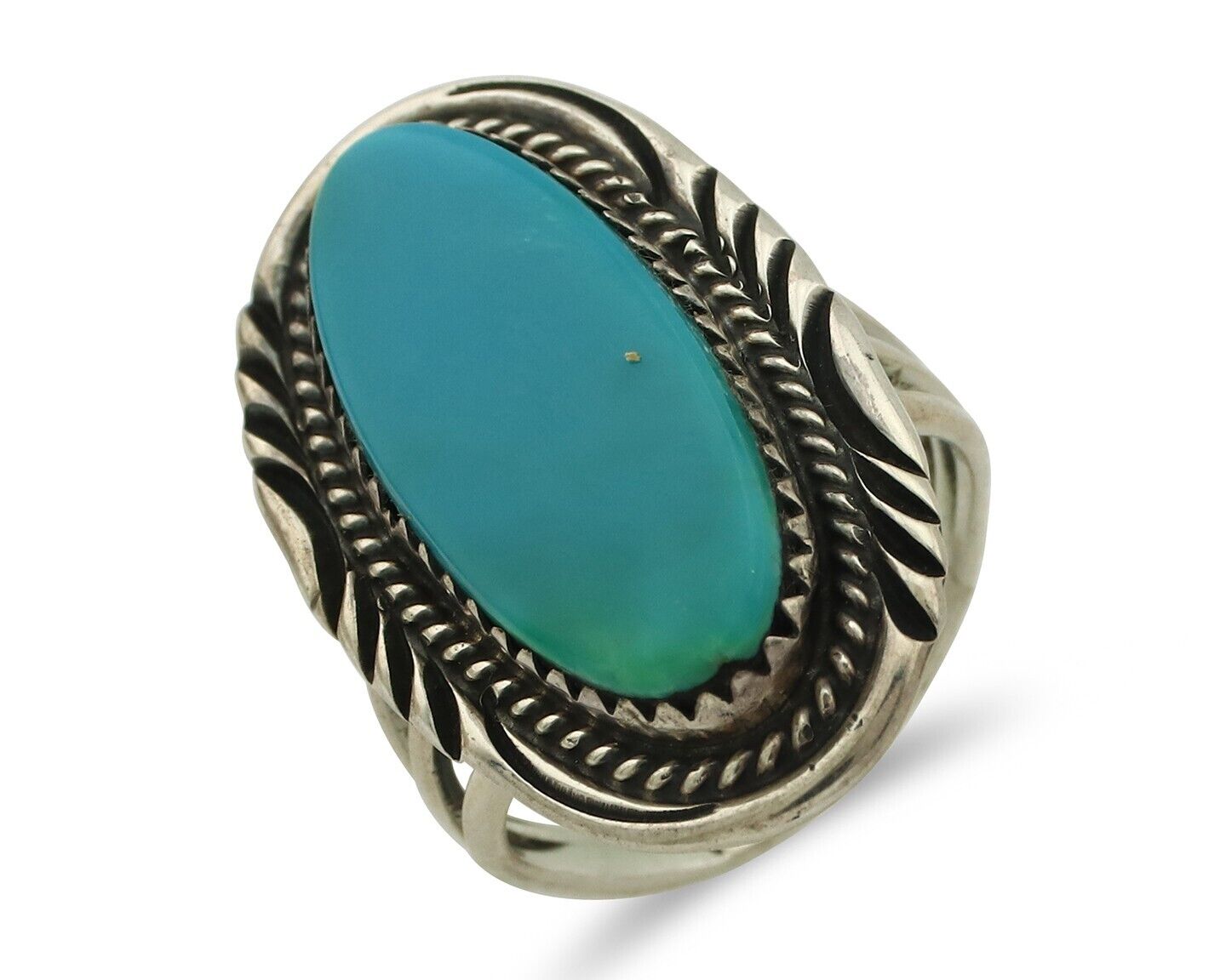 Navajo Ring .925 Silver Sleeping Beauty Turquoise Artist Signed USA C.80's