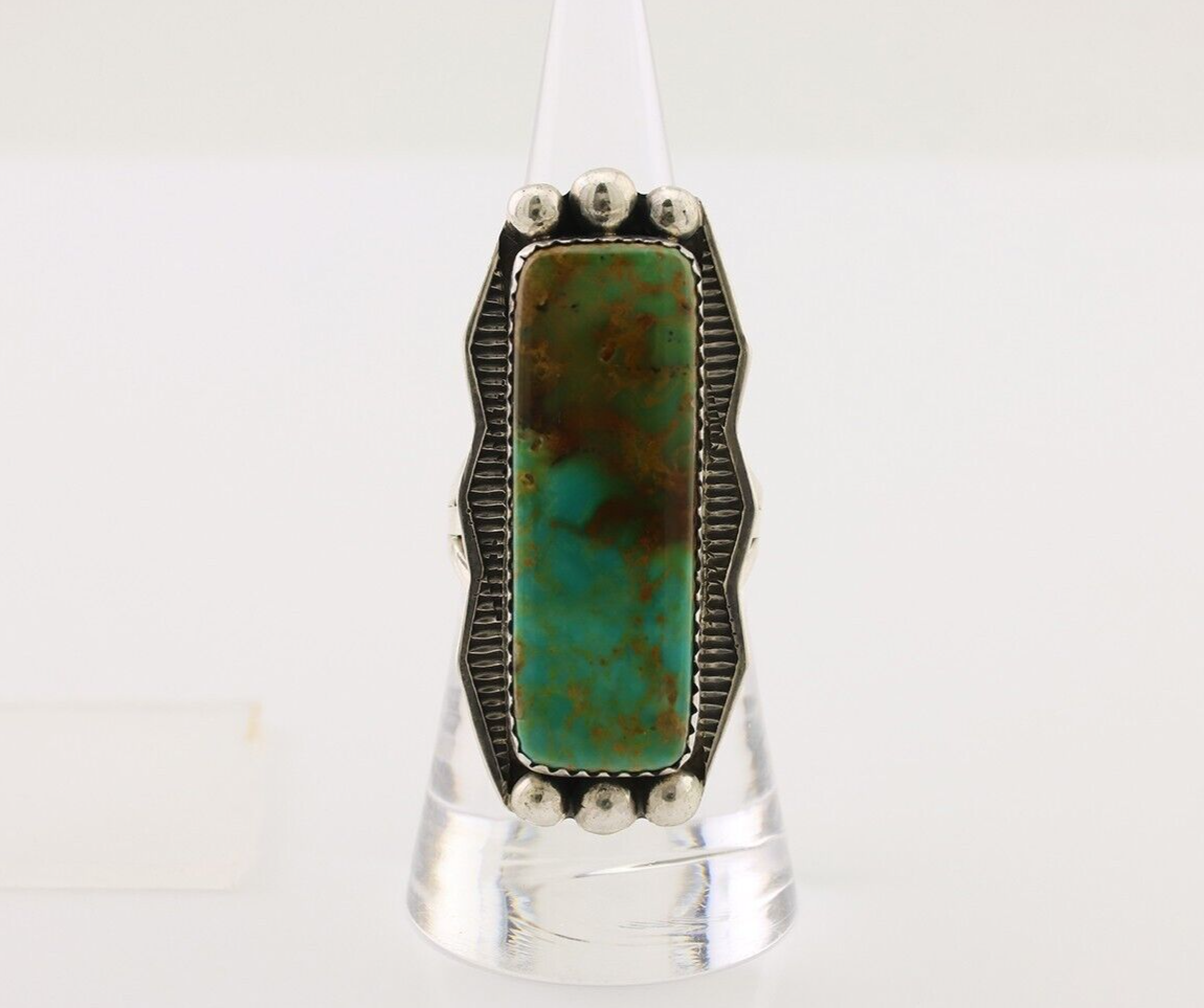 Navajo Hamdmade Ring 925 Silver Southwest Turquoise Signed D C.80's