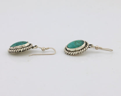 Navajo Earrings 925 Silver Natural Green Turquoise Native Artist C.80s