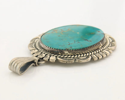 Navajo Pendant Sterling Silver Turquoise Vintage Signed W. Denetdale C.80's