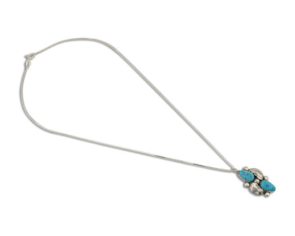 Navajo Turquoise Handmade Necklace 925 Silver Signed Simplicio C.80's