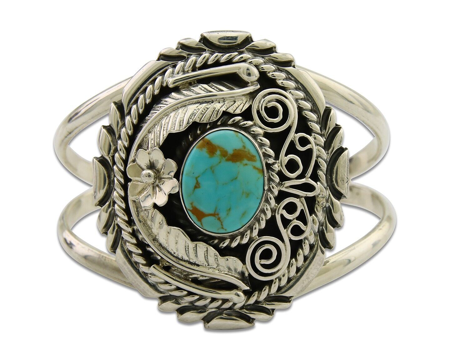 Navajo Cuff Bracelet 925 Silver Cuff Turquoise Cuff Native American Artist C80's