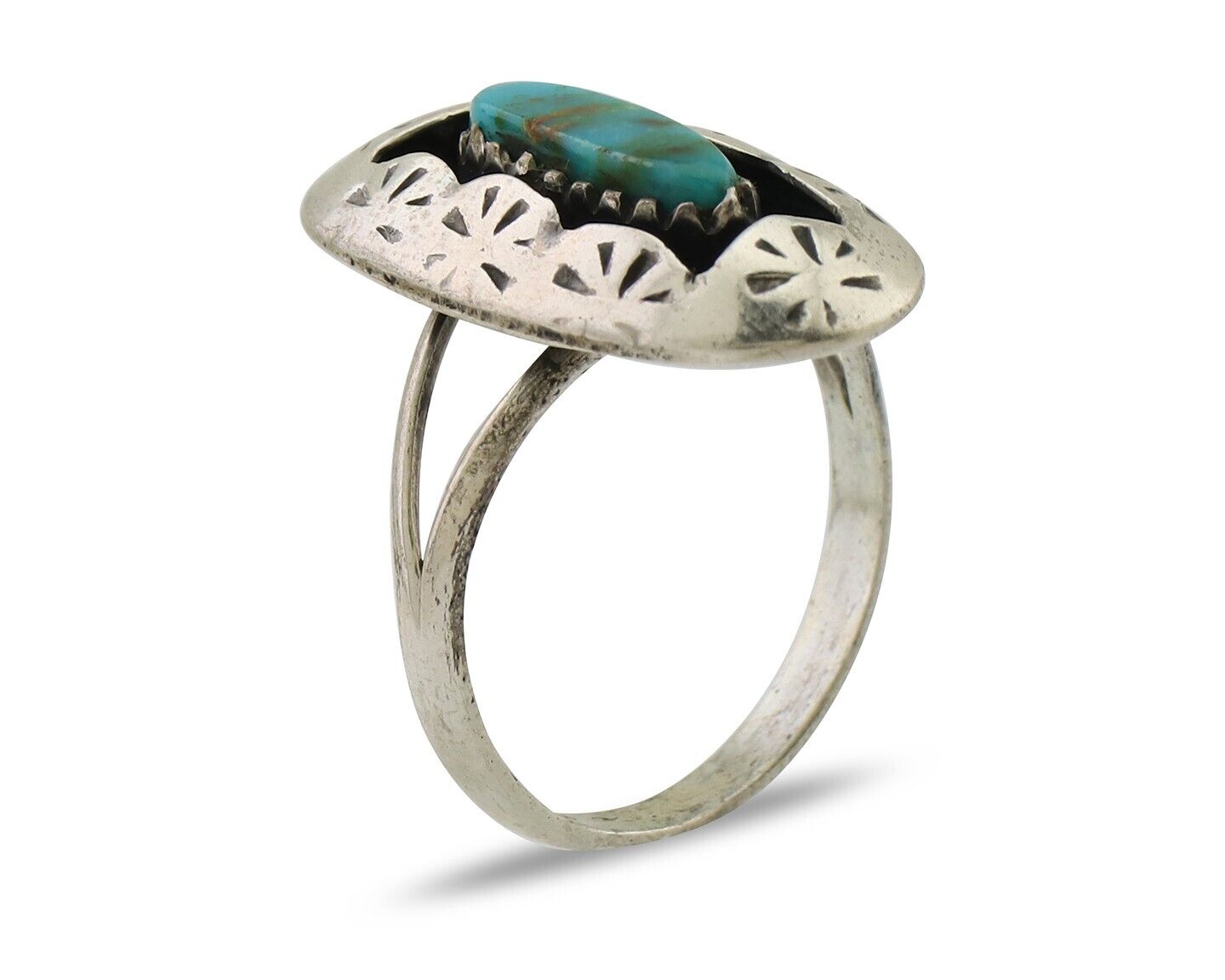 Navajo Ring 925 Silver Natural Blue Turquoise Native American Artist C.80's