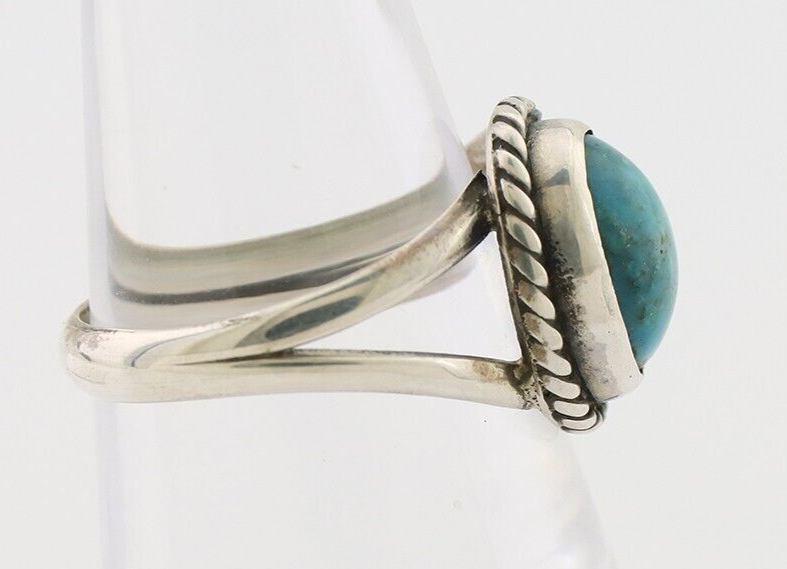 Navajo Ring 925 Silver Kingman Turquoise Native American Artist C.80's