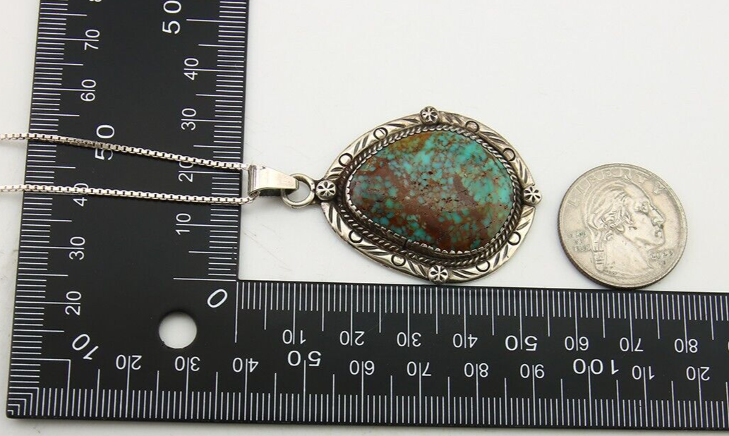 Navajo Necklace 925 Silver Natural Turquoise Artist Signed IJC C.80's