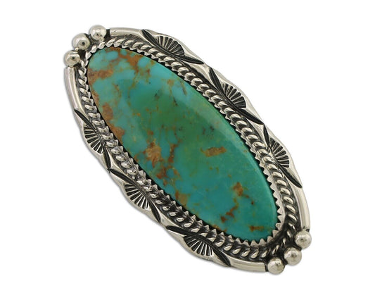 Navajo Pin Pendant 925 Silver Natural Kingman Turquoise Signed D C.80's