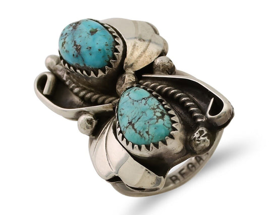 Navajo Handmade Ring 925 Silver Natural Tuquoise Artist Signed R Begay C.80's