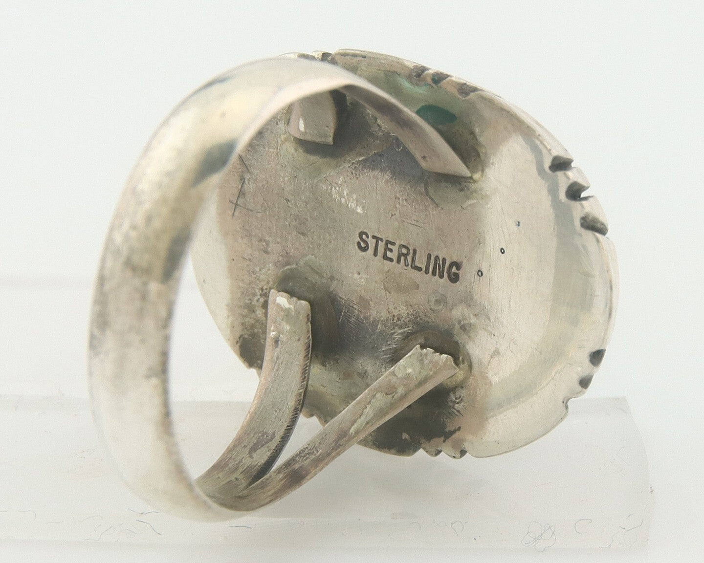 Vintage Navajo Ring 925 Sterling Authentic Traditional Turquoise Size 8.75