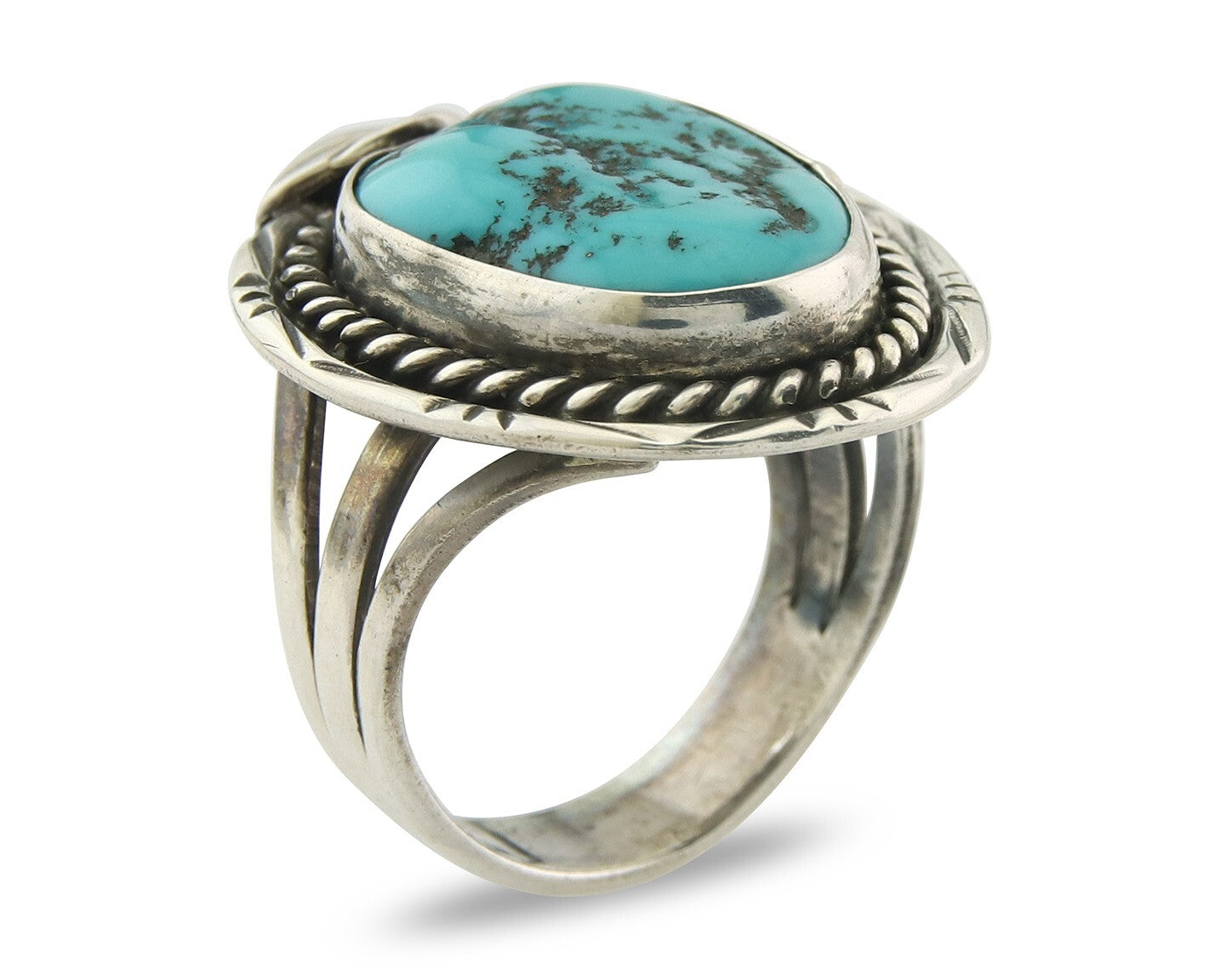 Navajo Ring Sterling Silver Authentic Turquoise Handmade Size 7.0