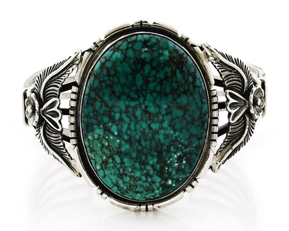 Navajo Cuff Bracelet Sterling Silver Turquoise Vintage Signed Russell Sam