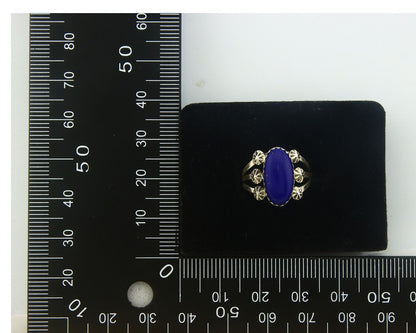 Navajo Ring 925 Sterling Natural Lapis Handmade Native Artist C.80's