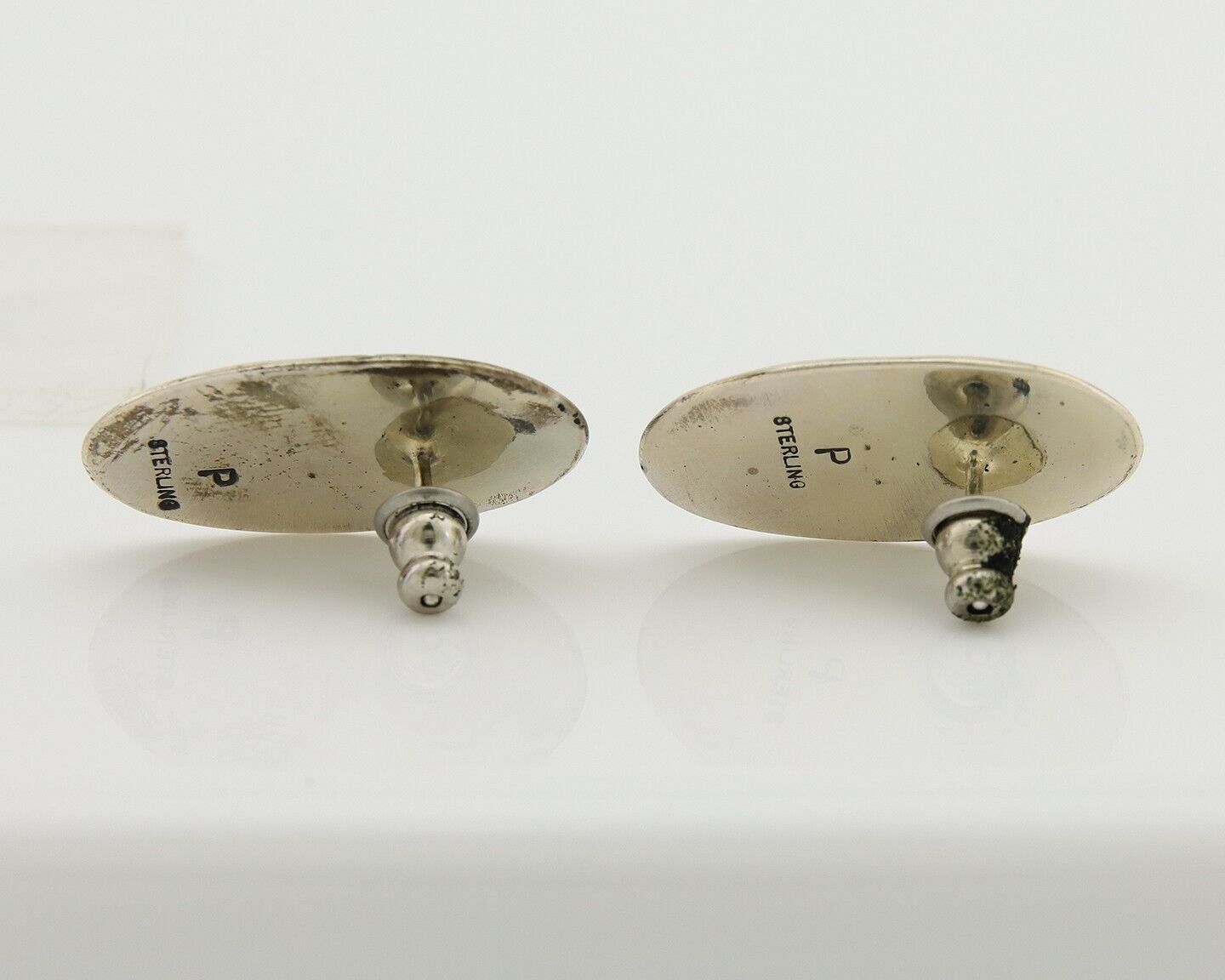 Navajo Dangle Earrings 925 Silver Natural Blue Turquoise Artist Signed P C.80's