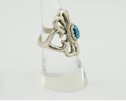Navajo Sand Cast Ring 925 Silver Sleeping Beauty Turquoise Artist C.80's