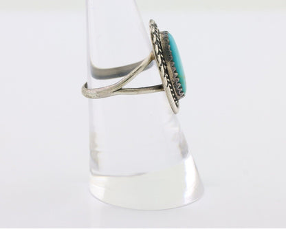 Navajo Handmade Ring 925 Silver Kingman Turquoise Size 7.0 C.80's