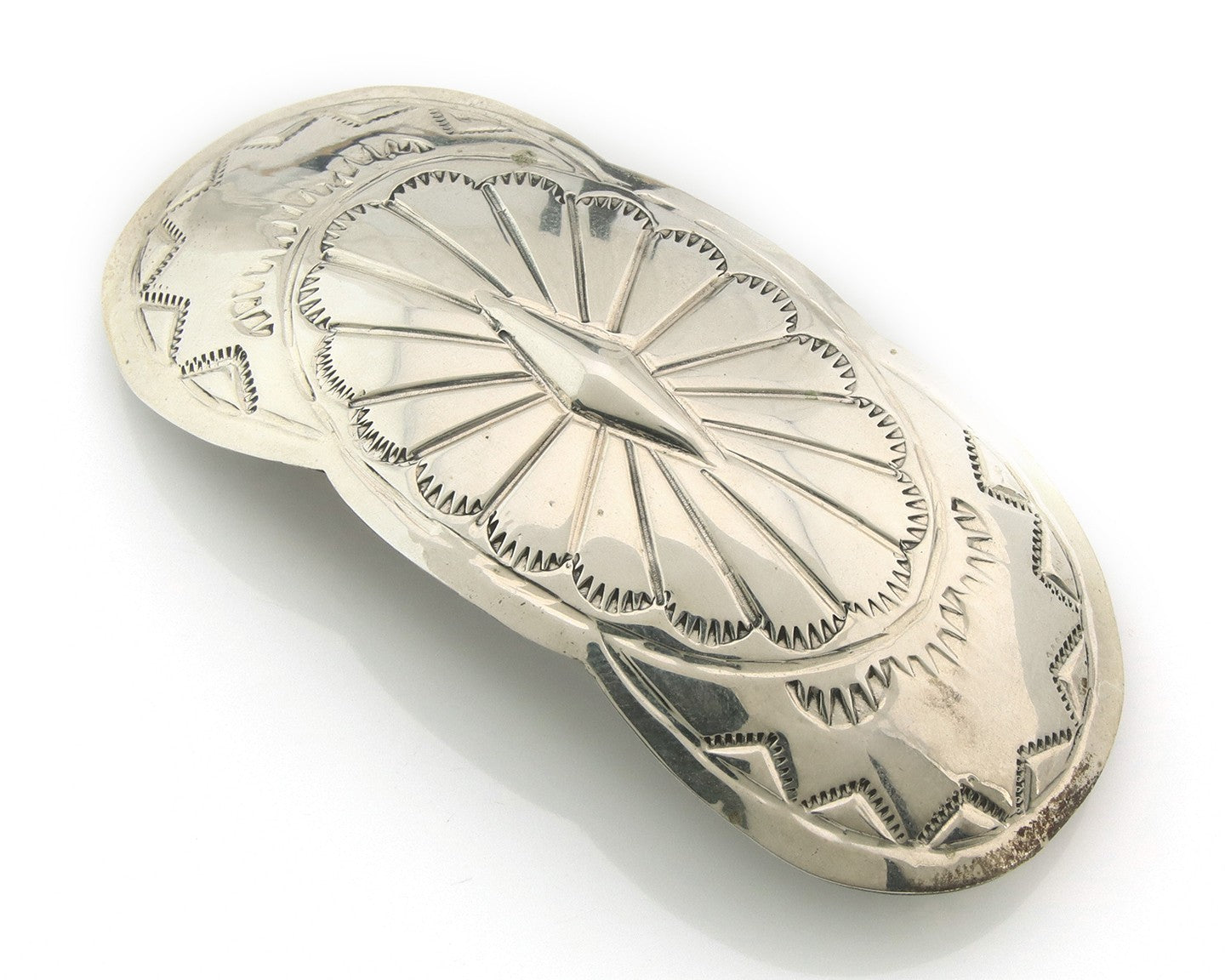 Vintage Navajo Barrette 925 Sterling Silver Hand Stamped Authentic Native Artist