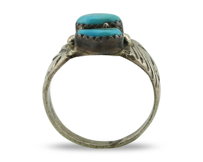 Zuni Ring .925 Silver Natural Sleeping Beauty Turquoise Native Artist C.80's