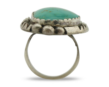 Navajo Ring 925 Silver Natural Spiderweb Turquoise Native American Artist C.80's