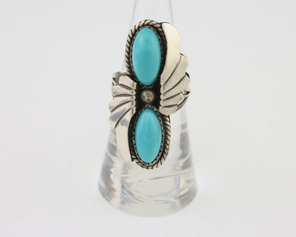Navajo Ring 925 Silver Natural Blue Turquoise Artist Signed J TSO C.80's