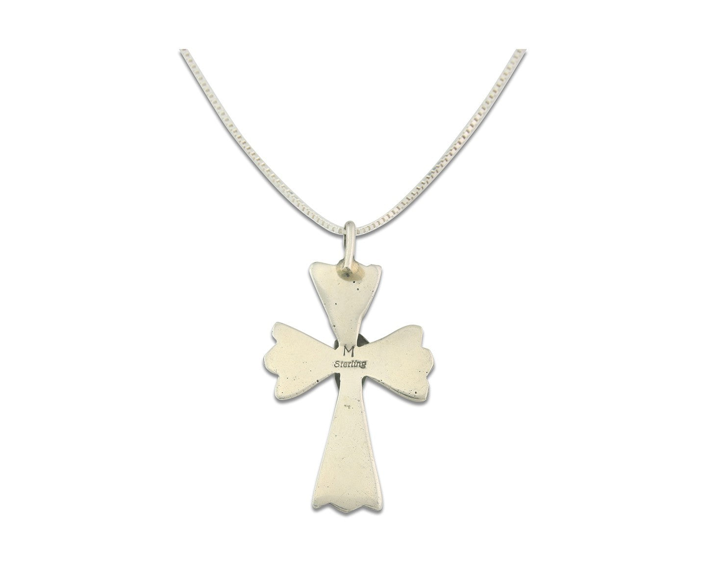 Navajo Cross Necklace Sterling Silver Authentic Natural Gemstones Signed M