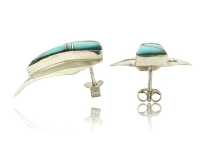 Navajo Earrings Sterling Silver Turquoise Vintage Dangle Handmade C.80's