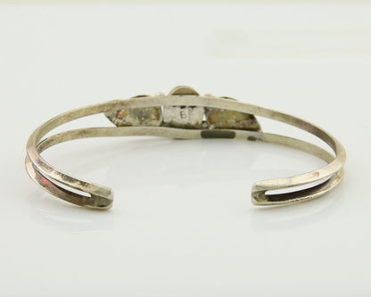 Navajo Cuff Bracelet Blue Turquoise 925 Silver Native Artist Signed BD C.80's