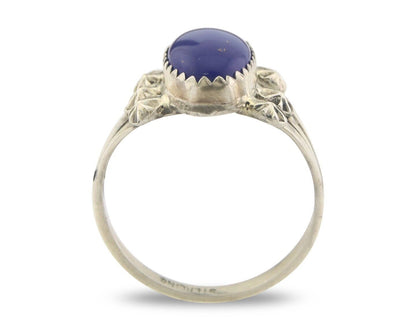Navajo Ring 925 Sterling Natural Lapis Handmade Native Artist C.80's