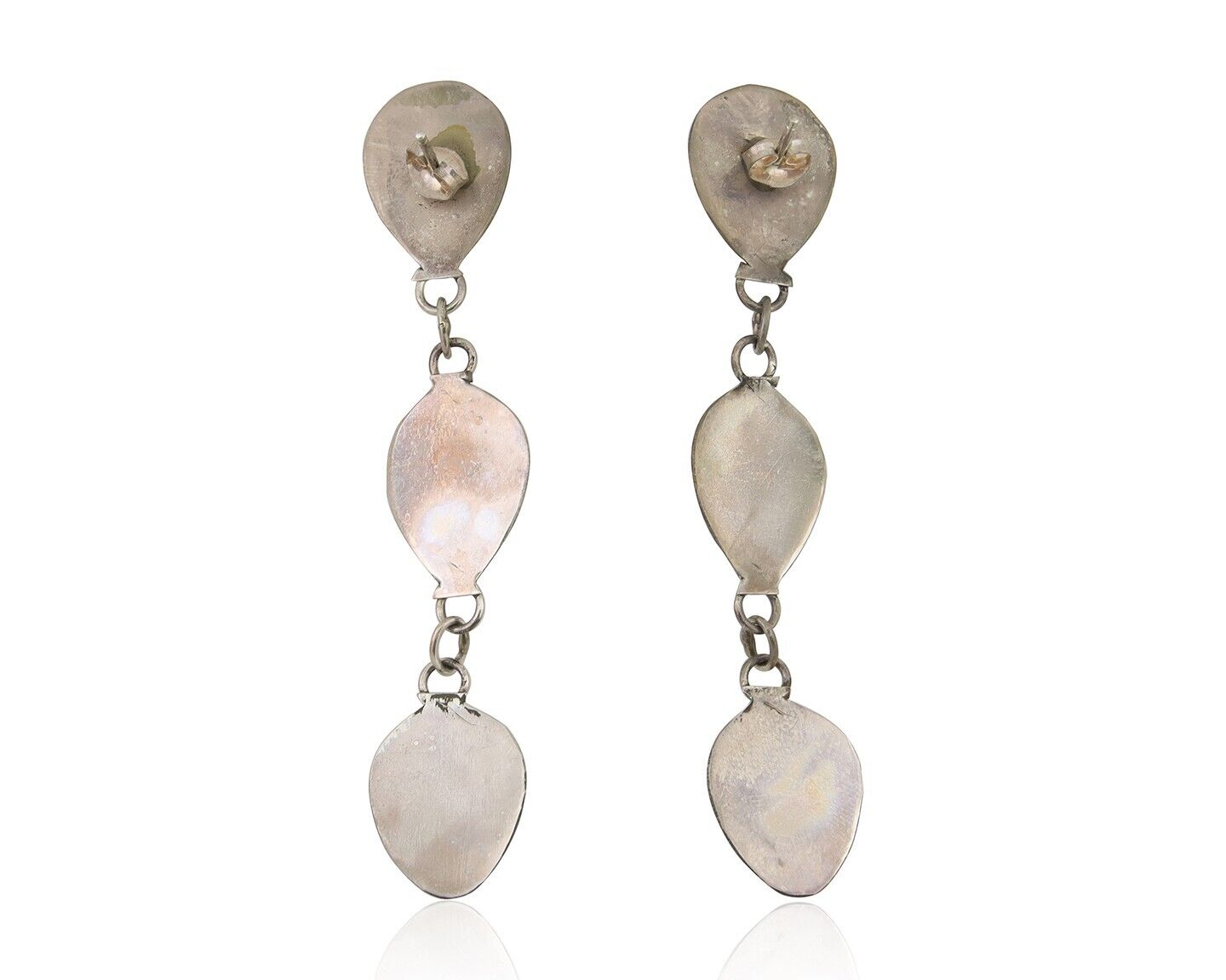 Navajo Paw Earrings 925 Silver Kingman Turquoise Native American Artist C.80's