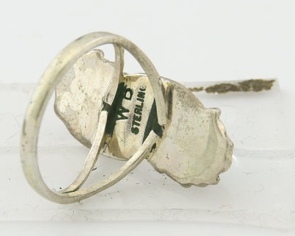 Navajo Ring 925 Sterling Silver Authentic Turquoise & Coral Signed WB Size 6.75