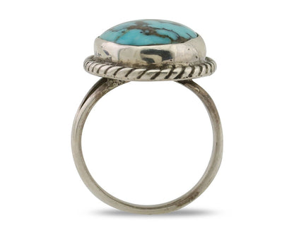 Navajo Ring 925 Silver Natural Blue Turquoise Native American Artist C.80's