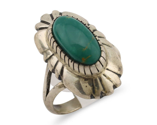 Navajo Ring 925 Silver Natural Turquoise Native Artist Signed M Montoya C.80's