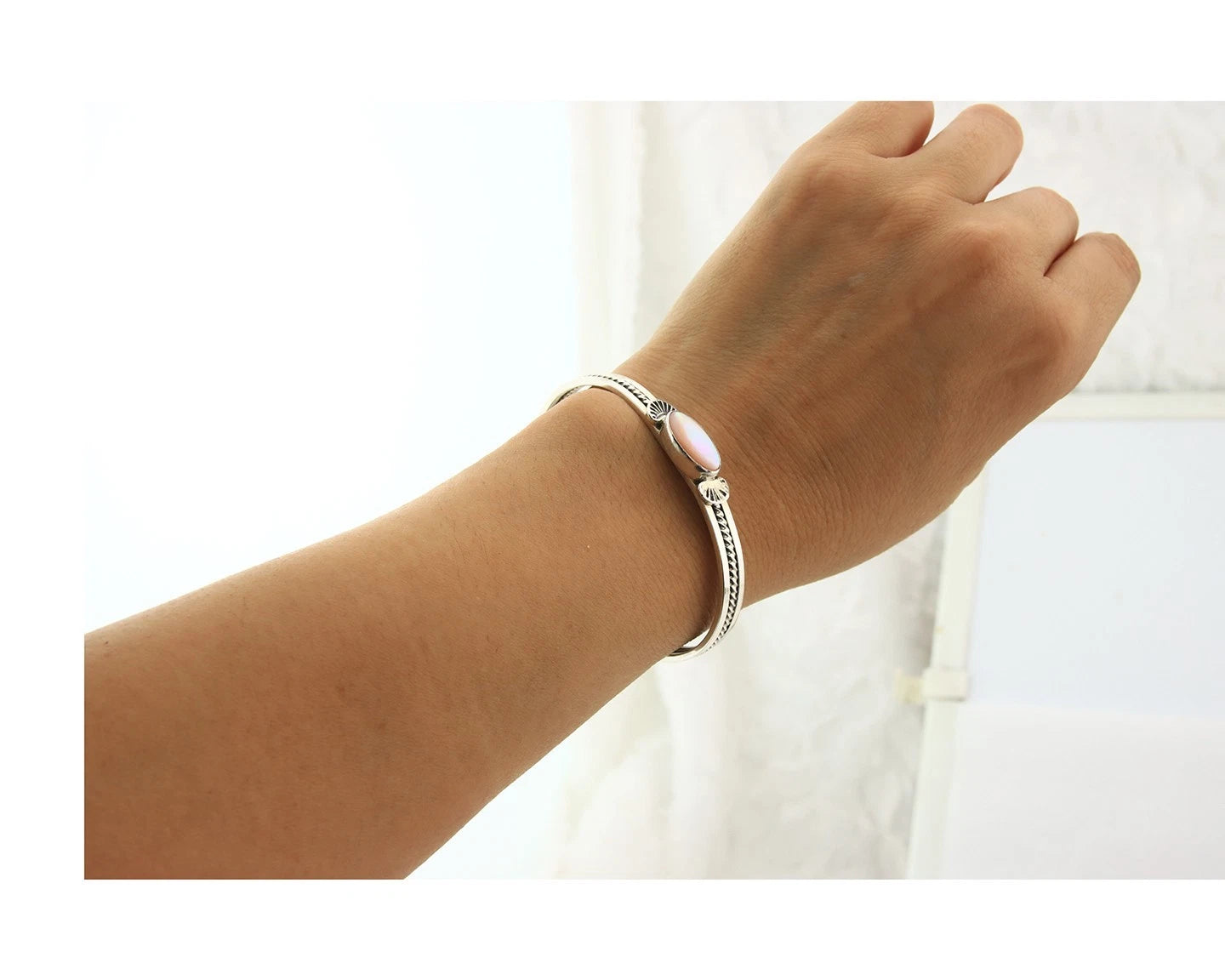 Navajo Cuff Bracelet Sterling Silver Authentic Pink Muscle Native Artist